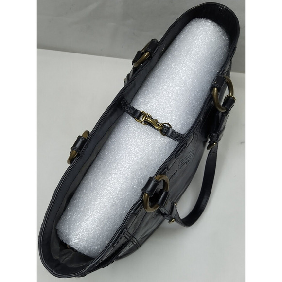 Coach Gallery Black Patent Leather Turn Lock Pocket Doubler Handle Tote Bag - Picture 9 of 16